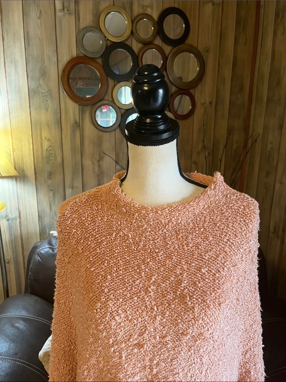 Free People Cuddle Up Pullover Sweater Cozy, Oversized Peach Loop-Knit - Picture 2 of 8